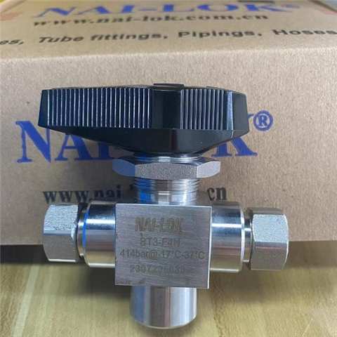 NAILOK BT Series Trunnion Ball Valve 316 SS PTFE Seats 3 Way 1/8 x 1/8 x 1/4 Female NPT