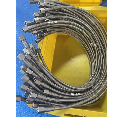 NAILOK Hot Sale Compression Gas Cylinder Metal Flexible Hose Stainless Steel 316 High Pressure 3000 psig PTFE-lined Metal Braided Hoses 1/4