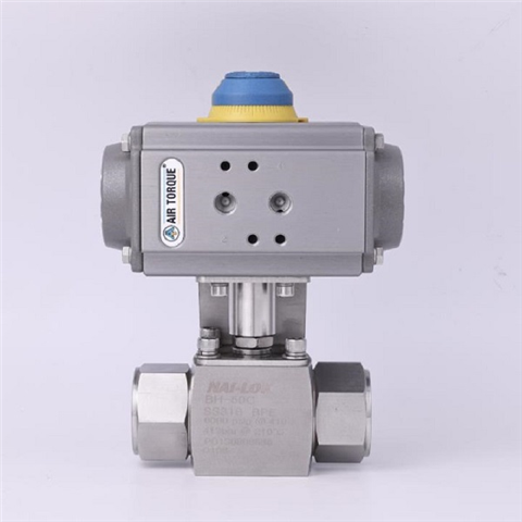 NAILOK 3/4 in. CNG Gas Ball Valve Stainless Steel SS316 6000psi Double Acting Pneumatic Rotary Actuator Ball Valve